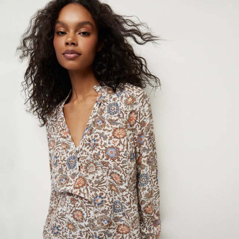 Veronica Beard Women's Floral Alexandria Long Sleeve Blouse Size 10 Bohemian